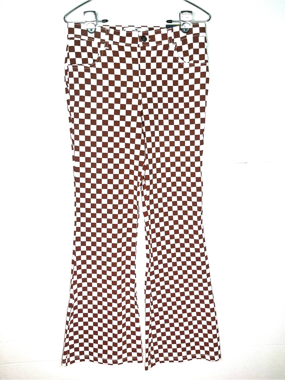 Hollister Brown & White Checkerboard Flare Pants